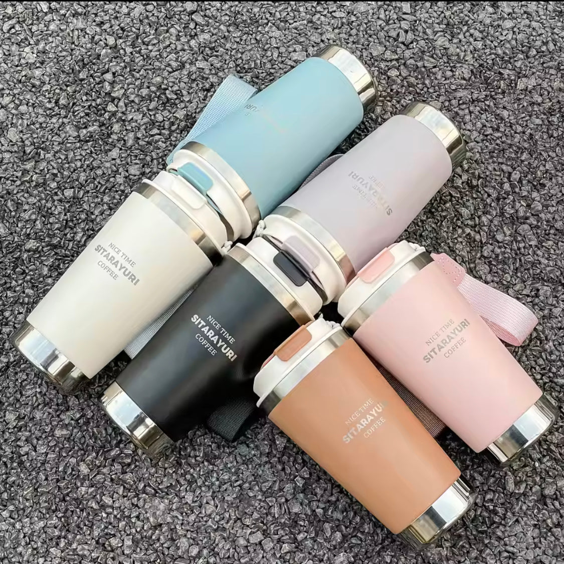 500ML Hot and Cold Water Bottle With Strap, Stainless Steel Coffee Mug, Stainless Steel Vacuum Flask With Straw, Leak Proof Coffee Tumbler 500ML Hot and Cold Water Bottle With Strap, Stainless Steel Coffee Mug, Stainless Steel Vacuum Flask With Straw, Leak Proof Coffee Tumbler